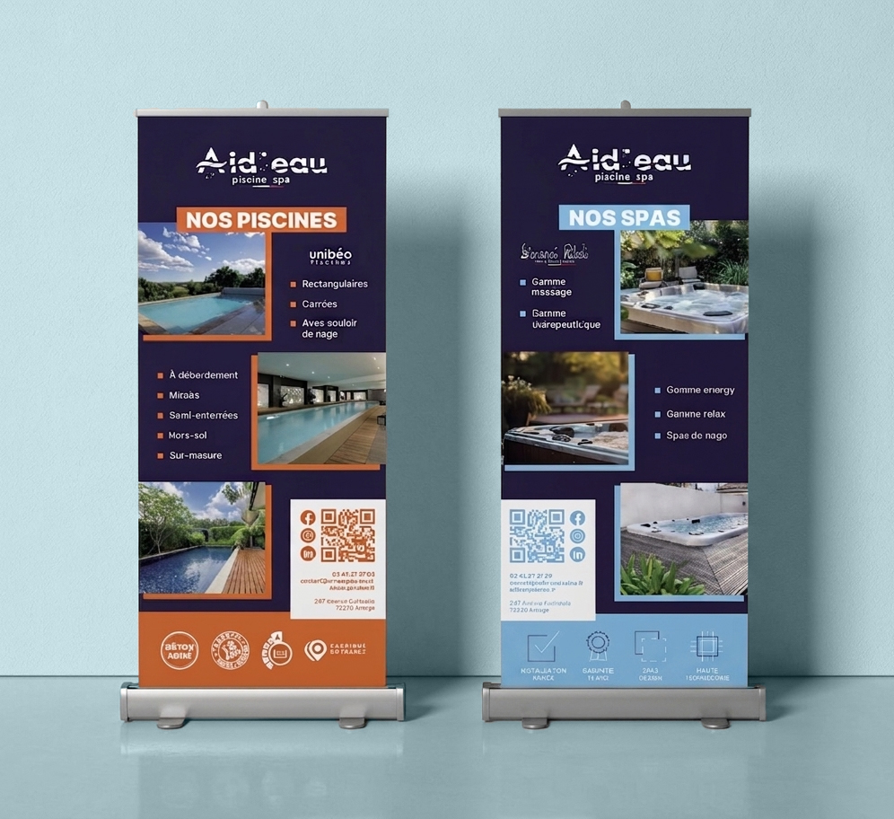 Mockup kakemono Aid'eau Piscine & Spa